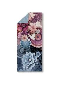 Xxxl Sporthandtuch , Blau, Multicolor, Bordeaux , Textil , Blume , 75x180 cm , Oeko-Tex® Standard 100 , saugfähig, schnelltrocknend , Heimtextilien, Badtextilien, Handtücher