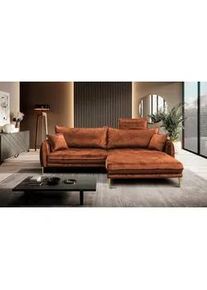 Mid.you Ecksofa , Rostfarben , Textil , Ottomane rechts, L-Form , 264x196 cm , Made in Eu , Liegefunktion , Wohnzimmer, Sofas & Couches, Wohnlandschaften, Ecksofas