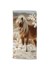 Xxxl Strandtuch , Sandfarben, Beige , Textil , Pferd , 75x150 cm , Oeko-Tex® Standard 100 , saugfähig, schnelltrocknend , Heimtextilien, Badtextilien, Strandtücher