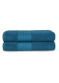 Xxxl Frottierset , Petrol , Textil , 2-teilig , Uni , 70x140 cm , Oeko-Tex® Standard 100 , saugfähig, angenehm weich, Bordüre , Heimtextilien, Badtextilien, Handtuchsets