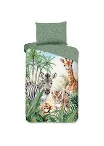 Xxxl Kinderbettwäsche , Grün, Multicolor , Textil , Tier , 140x200 cm , Oeko-Tex® Standard 100, BCI (Better Cotton Initiative) , atmungsaktiv , Heimtextilien, Bettwäsche & Leintücher, Kinderbettwäsche