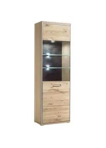 Cantus Vitrine , Eichefarben , Metall , Eiche , furniert, massiv , 3 Fächer , 64x201x39 cm , Beimöbel erhältlich , Holzmöbel, Holzschränke, Vitrinen Holz, Vitrinenschränke Holz