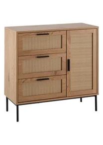 Mid.you Kommode , Eichefarben , Metall , 3 Schubladen , 80x82x36 cm , stehend , Kleinmöbel, Kommoden, Kommoden