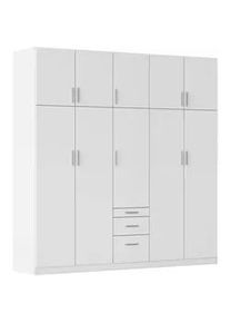Rauch Möbel Drehtürenschrank , Weiß , Kunststoff , 6 Fächer , 3 Schubladen , 226x229x54 cm , Blauer Engel, Goldenes M, Made in Germany , in verschiedenen Größen erhältlich , Schlafzimmer, Komplette Schlafzimmer und Serien, Schlafzimmerserien