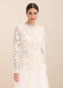 bonprix Femei Bluză cu mâneci lungi din dantelă, alb, 40/42