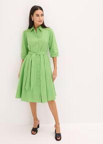 bonprix Femei Rochie-cămașă cu dantelă și cordon, verde, 42