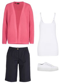 bonprix Bermudy bawełniane „papertouch” z wygodnym paskiem, czarny, 40