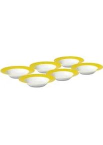 Van Well Suppentellerset , Gelb, Weiß , Keramik , 6-teilig , rund , Geschirr, Teller, Teller-Sets