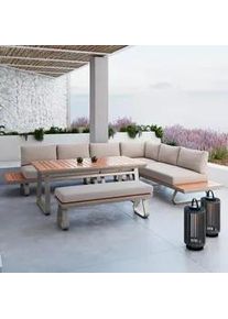 Dining-Loungeset Emma Creme Outdoorstoff/Polywood+Abd.