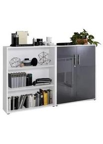 Aktenschrank Office Edition Sw Set 1 niedrig Weiß/Anthrazit