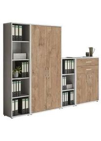 Aktenschrank Office Edition Sw Set 22 Grau/Eichefarben