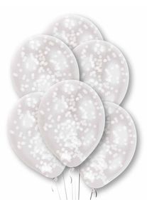 6 hvide konfetti balloner 27,5 cm