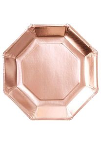 Amscan 8 roséguld metalliske plader Basel 23cm
