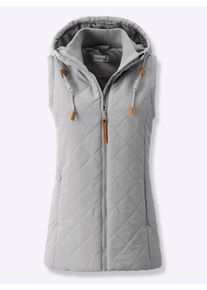 Dames Bodywarmer met gebreide opstaande kraag, microgaren in steengrijs ,maat 38, WITT, 100% Polyester. Wattering: 100% Polyester