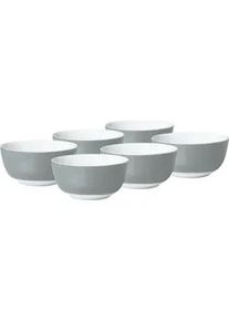 Van Well Müslischalenset , Grau, Weiß , Keramik , 6-teilig , rund , Geschirr, Schalen & Schüsseln, Müslischalen