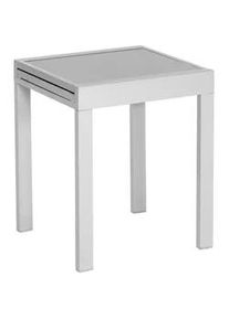 Merxx Gardenson Gartentisch , Silberfarben , Metall, Glas , quadratisch , 65x75x65 cm , ausziehbar , Gartenmöbel, Gartentische, Gartentische