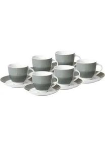 Van Well Tassenset , Grau, Weiß , Keramik , 6-teilig , 200 ml , 10.5x7.3x8 cm , Geschirr, Tassen, Tassen Sets