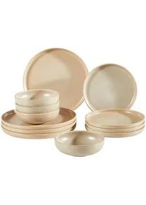 Creatable Tafelservice , Sandfarben , Keramik , 12-teilig , Uni , 40x37x43 cm , Geschirr, Geschirrsets, Tafelservice