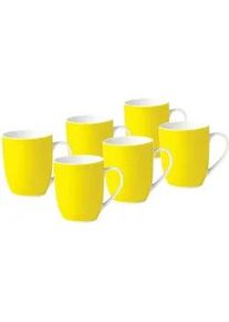 Van Well Kaffeebecherset , Gelb, Weiß , Keramik , 6-teilig , 300 ml , 25.5x21.5x9.5 cm , Geschirr, Tassen, Kaffeebecher