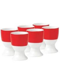 Van Well Eierbecherset , Rot, Weiß , Keramik , 6-teilig , rund , 6.5 cm , Geschirr, Tischkultur & Serviergeschirr, Eierbecher
