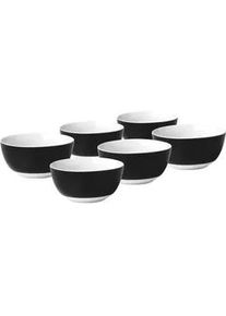 Van Well Müslischalenset , Schwarz, Weiß , Keramik , 6-teilig , rund , 6 cm , Geschirr, Schalen & Schüsseln, Müslischalen