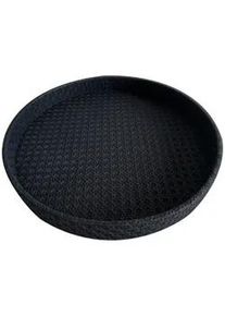 Ambia Home Dekotablett , Schwarz , Leder, Holzwerkstoff , Lederlook , Color-Finish-Leder , Uni , rund , 3.5 cm , handgemacht , Dekoration, Dekoschalen