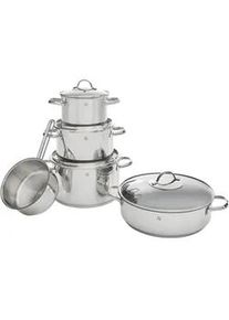 WMF Kochtopfset , Edelstahlfarben , Metall , 5-teilig , 16 cm,20 cm,16 cm , 1,9 l,3,3 l,5,7 l,5 l,1,4 l , breiter Schüttrand, TransTherm®-Allherdboden , Kochgeschirr, Töpfe, Topfsets