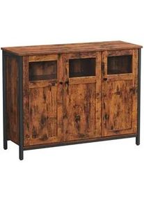 Mid.you Sideboard , Schwarz, Dunkelbraun , Holzwerkstoff , 6 Fächer , 100x75x35 cm , stehend , Kleinmöbel, Kommoden, Sideboards