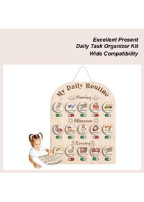 Kids Daily Routine Chart Wood Bedtime Routine Board For Toddler 3-5 Educational Toys Wood Planner Boards Morning School Supplies