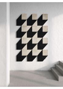 benuta Finest Matto Cubes Musta/valkoinen 160x230 cm Schwarz/Weiß Geometrinen
