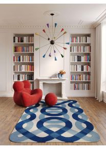 benuta Finest Tapis de laine Nio Bleu 160x240 cm - Tapis en fibres naturelles