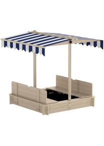Outsunny Children Cabana Sandbox Kids Square Wooden Sandpit Outdoor Backyard Playset Play Station Adjustable Canopy, 106x106x121cm | Aosom Ireland