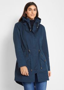 Korte katoenen parka met opstaande kraag getailleerd - blauw - maat 38 - 100% katoen - bonprix