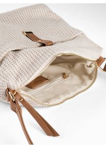 Stoffen schoudertas - beige - maat 20,5x25 cm - vegan - bonprix