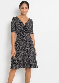 Gedessineerde jersey jurk met drapering in een zachte viscosemix - zwart - maat 48/50 (XL) - viscose - bonprix