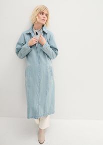 Lange spijkerjas - blauw - maat 52 - met katoen - bonprix