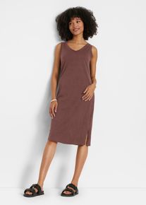 Jersey jurk met split - bruin - maat 48/50 (XL) - 100% katoen - bonprix