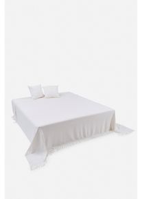 Plaid met franjes - wit - maat 280x240 cm - 100% katoen - bonprix