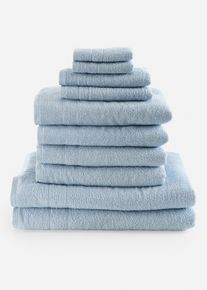 Handdoeken (10-dlg. set) - blauw - maat Onesize - met katoen - bonprix