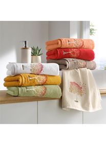 wäschepur unisex Handdoek in oker ,maat 16x22 cm, 2 - Washandje, Witt, 100% Katoen