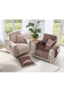 unisex Wohnprogramm in sand ,Gr&ouml;&szlig;e 50x140 cm - Sofaschoner, WITT, 100% Polyester