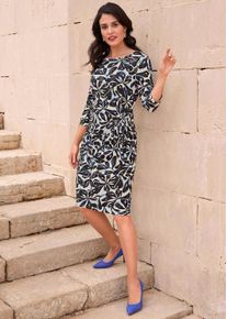 Jerseykleid in stein / schwarz / blau - Alba Moda