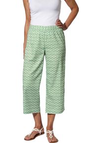 Damska 7/8 nohavice, široké Svetlobéžovo-jablková potlač veľkosť 56