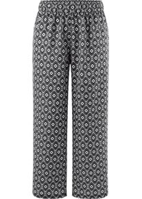 Damska 7/8 nohavice, široké svetlobéžovo-čierna potlač veľkosť 56