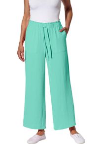 Damen Schlupfhose in Leinen-Optik, weit geschnitten blaugr&uuml;n Gr&ouml;&szlig;e 50