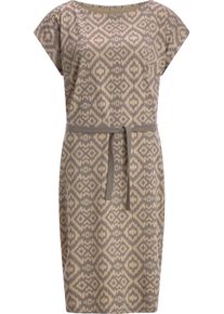Dames Jersey jurk beige/taupe geprint Maat 56