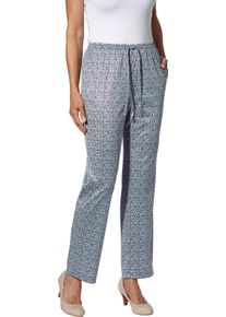 Dames Jerseybroek met bloemdessin marine/wit gebloemd Maat 52