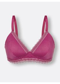 wäschepur Dames Beha met cups zonder beugel in magenta bedrukt ,maat 100B, Witt, 82% Polyamide, 18% Elastan