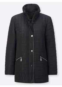 Dames Gewatteerde jas met paspels van imitatieleer in zwart ,maat 38, WITT, 100% Polyester. Wattering: 100% Polyester