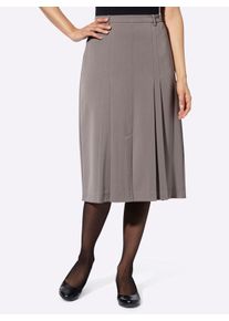 Damen Faltenrock mit Wooltouch-Effekt in taupe-meliert ,Größe 21, WITT, 75% Polyester, 20% Viskose, 5% Elasthan